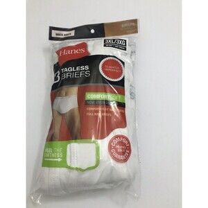 Hanes  Men’s Tag less Briefs Pack Of 3 Underwear Size  3XL   White Color
